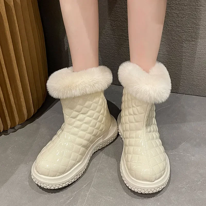 Women's Heels Woman-shoes Sneakers Platform White Shoes Roses Thick Sole Fashion Slip-On Boots Rubber PU Basic Solid Round Toe A