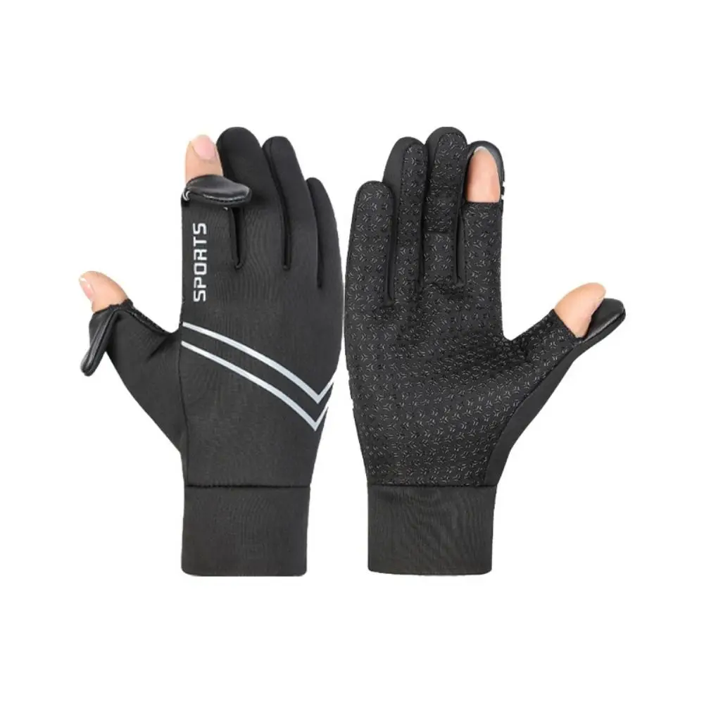 Anti-Slip Winter Cycling Gloves Fleece Double Layer Thicken Touchscreen Gloves Full Finger with Touchscreen Fingers
