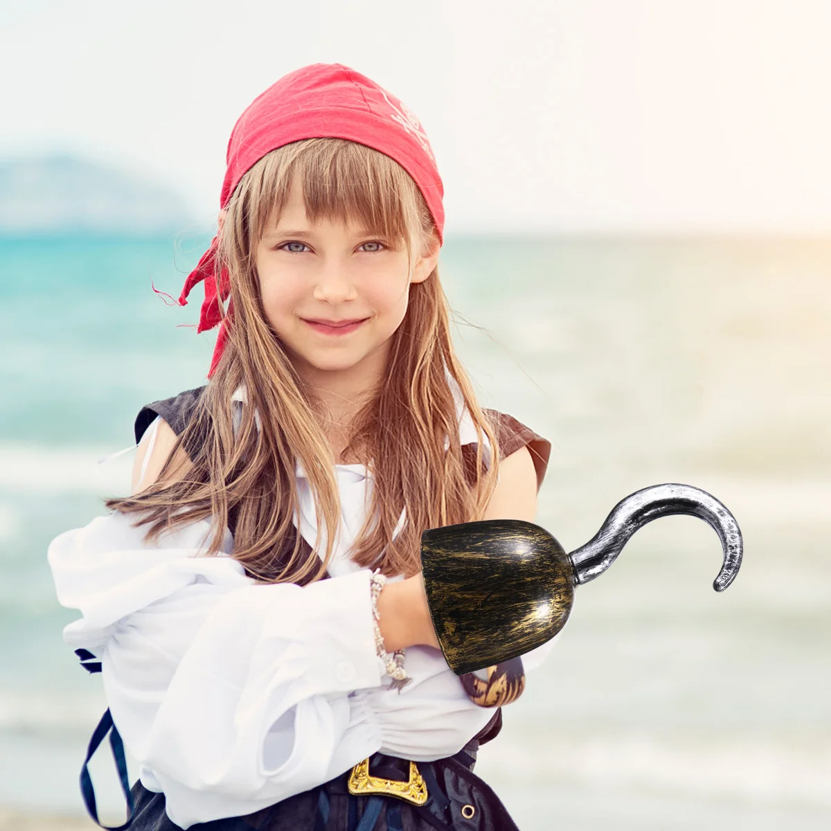 3 pezzi simulano ganci pirata in bronzo finti in plastica per oggetti di scena per costumi cosplay, bomboniere per spettacoli