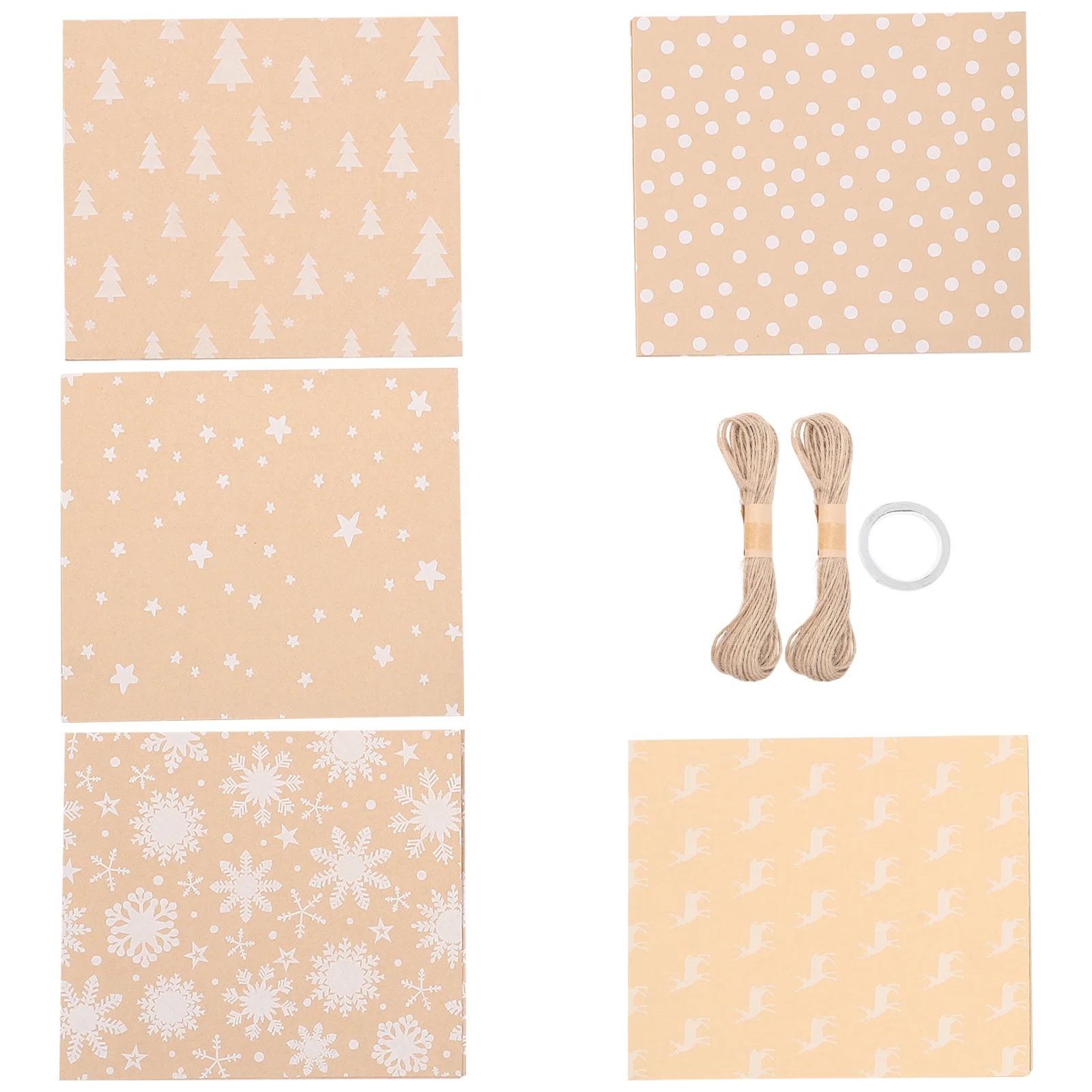 

5Pcs Christmas Kraft Wrapping Paper Rolls Patterned Gift Wrap Decorative Paper Roll for Holiday Gift Packaging Flowers