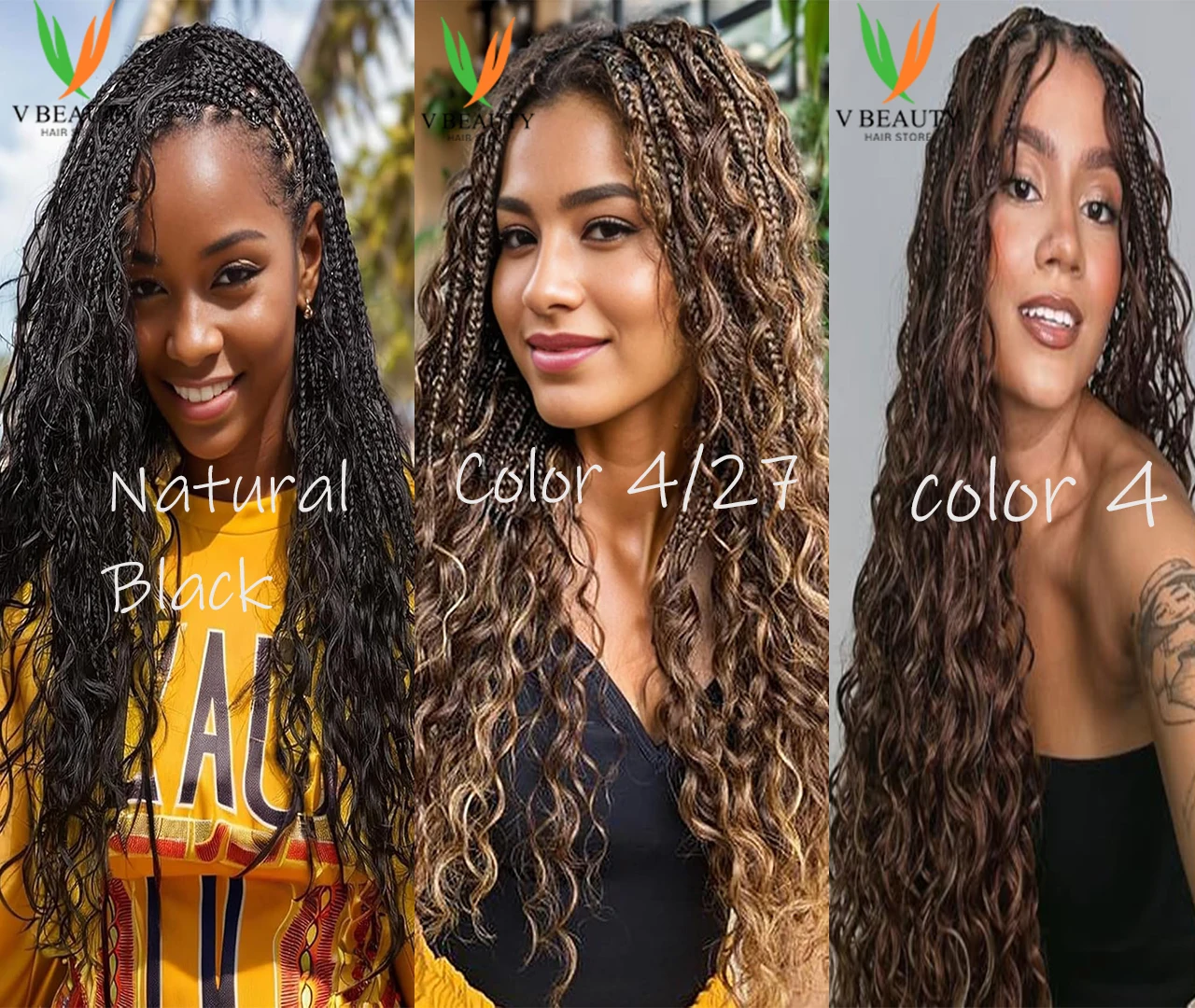 Boho Braids Human Hair Deep Wave Human Hair Bulk Human Hair Bundles 4# Dark Brown Human Hair Braiding Hair 27# #1B 4/27No Weft