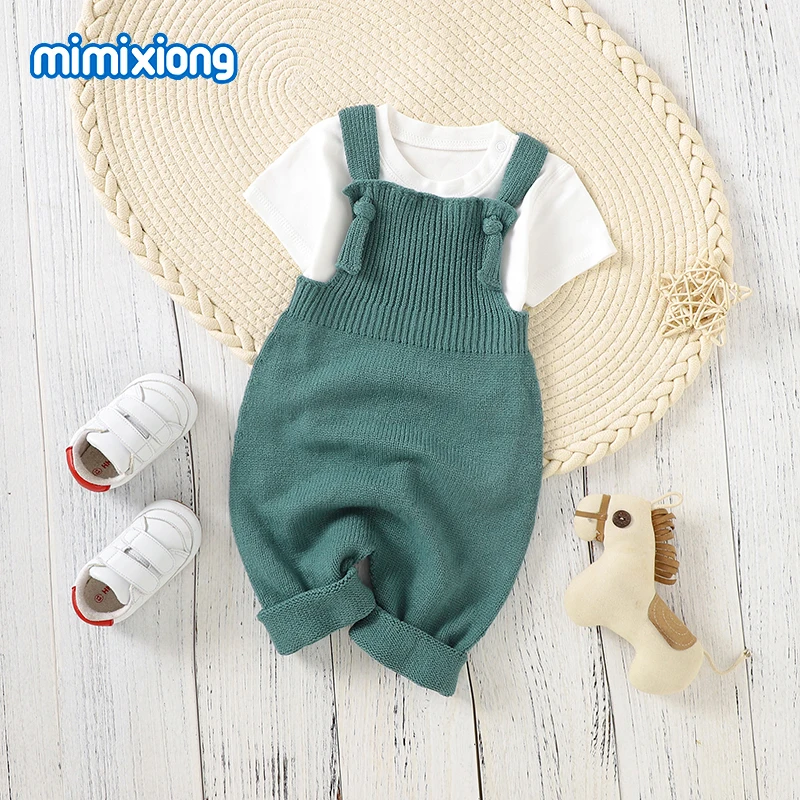 Baby Rompers Knitted Newborn Boy Girl Solid Sleeveless Jumpsuits Playsuits One Piece Infant Unisex Overalls Toddler Kids Clothes