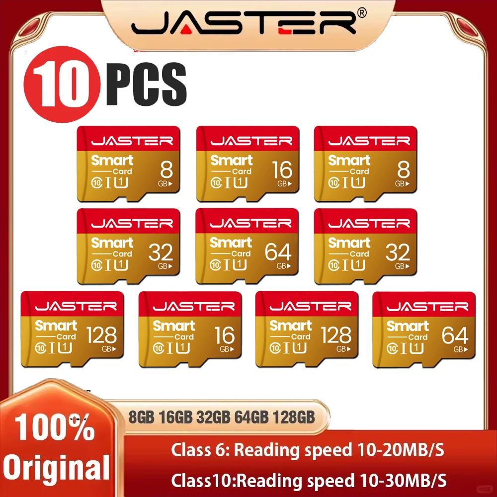 10PCS LOT 100% Original Memory Card 128GB 64GB 32GB 8GB Gold TF Real Capacity SD Card Class 10 Flash Card for Monitoring PC