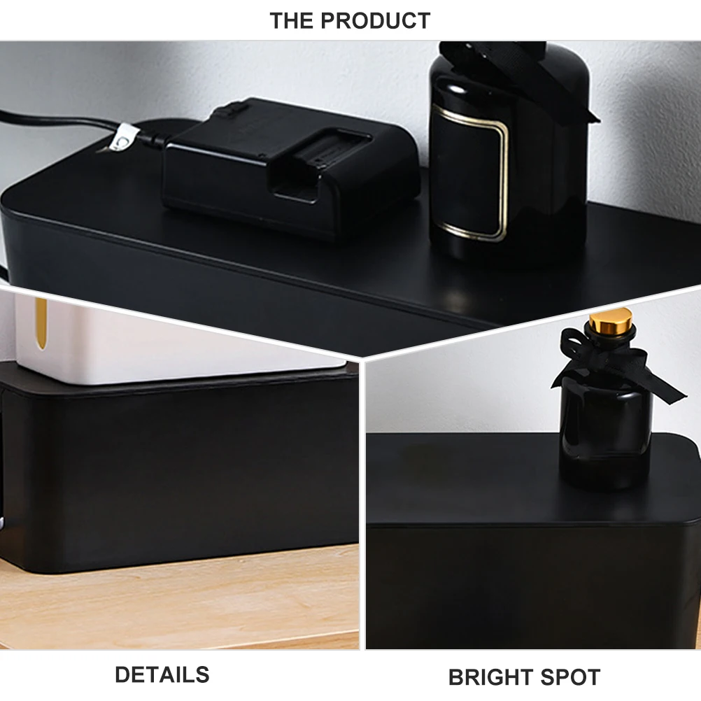 

2 Pcs Cable Wire Case Storage Box Set Charging Cables Power Cord Management Black Plastic Electrical Holder