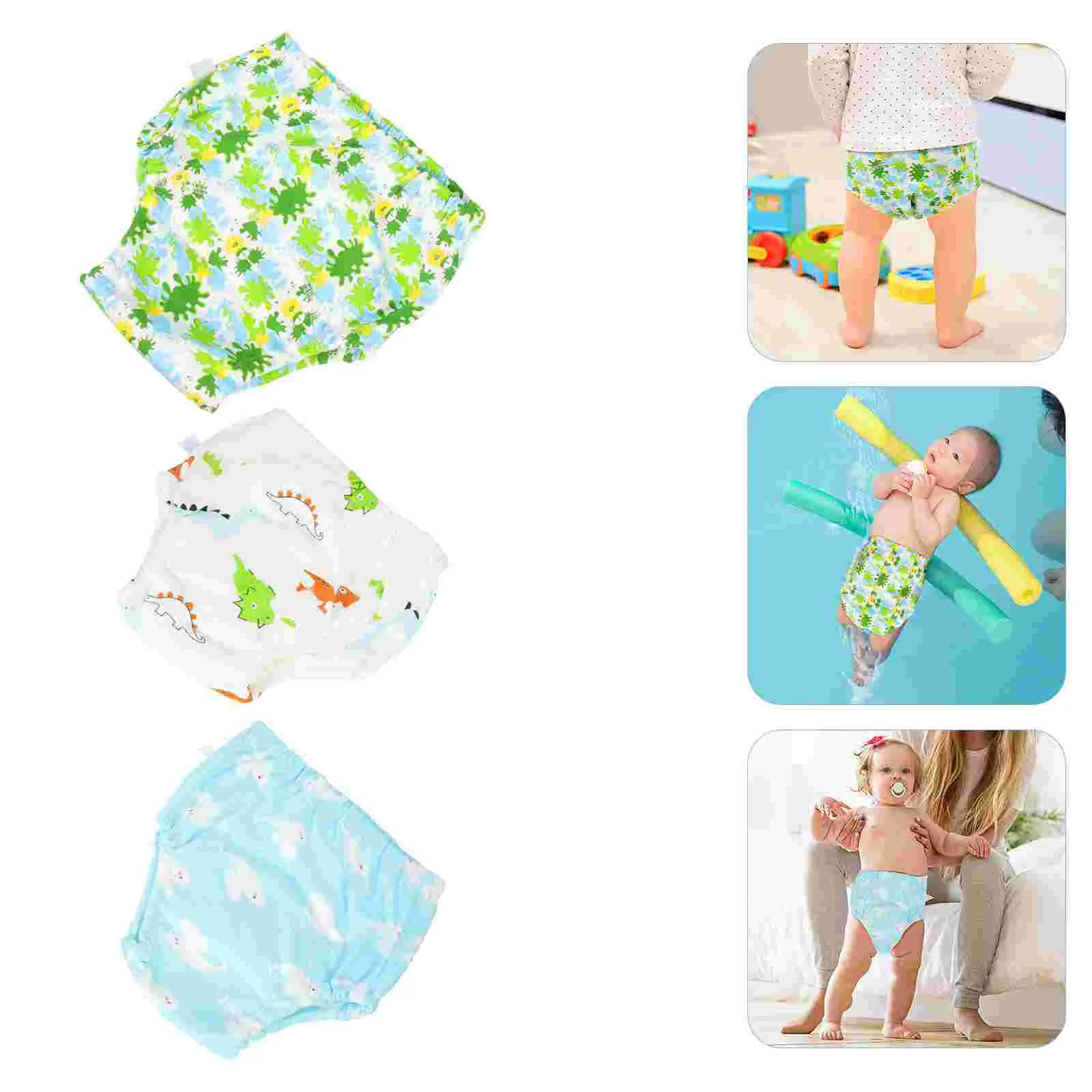 

3 Pcs Swimming Diaper Pants Baby Infant Nappy Toddler Reusable Diapers Trunks Beach Essentials Training