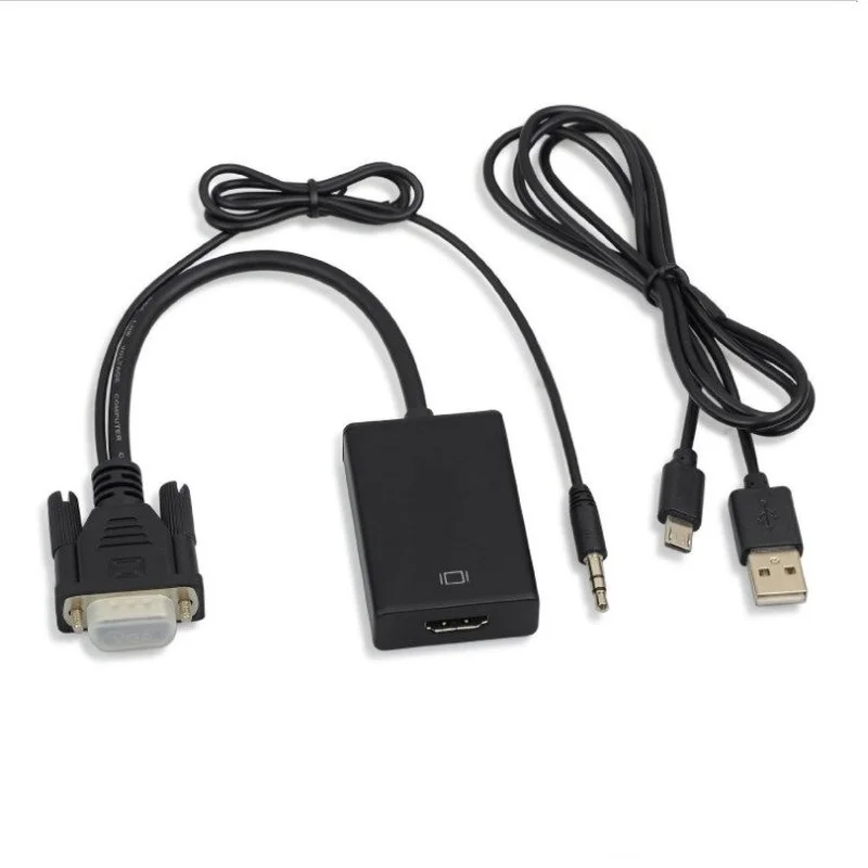 VGA To HDMI-compatible Adapter with Audio Lead for Computer Male To Female Converter Computer To TV with Audio Connection