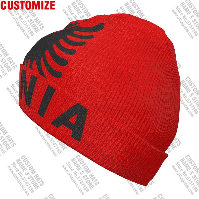 Albania Knitted Hat Free Custom Name Caps Winter Cold Pullover Albanian Shqiperi Alb Flags Knit Keep Warm Hat Al Hip Hop Beanies