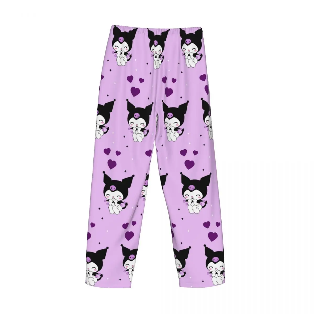 Pantalones de pijama Kuromi personalizados, ropa de dormir con cintura elástica para hombre, pantalones de salón para dormir Kawaii de dibujos animados con bolsillos