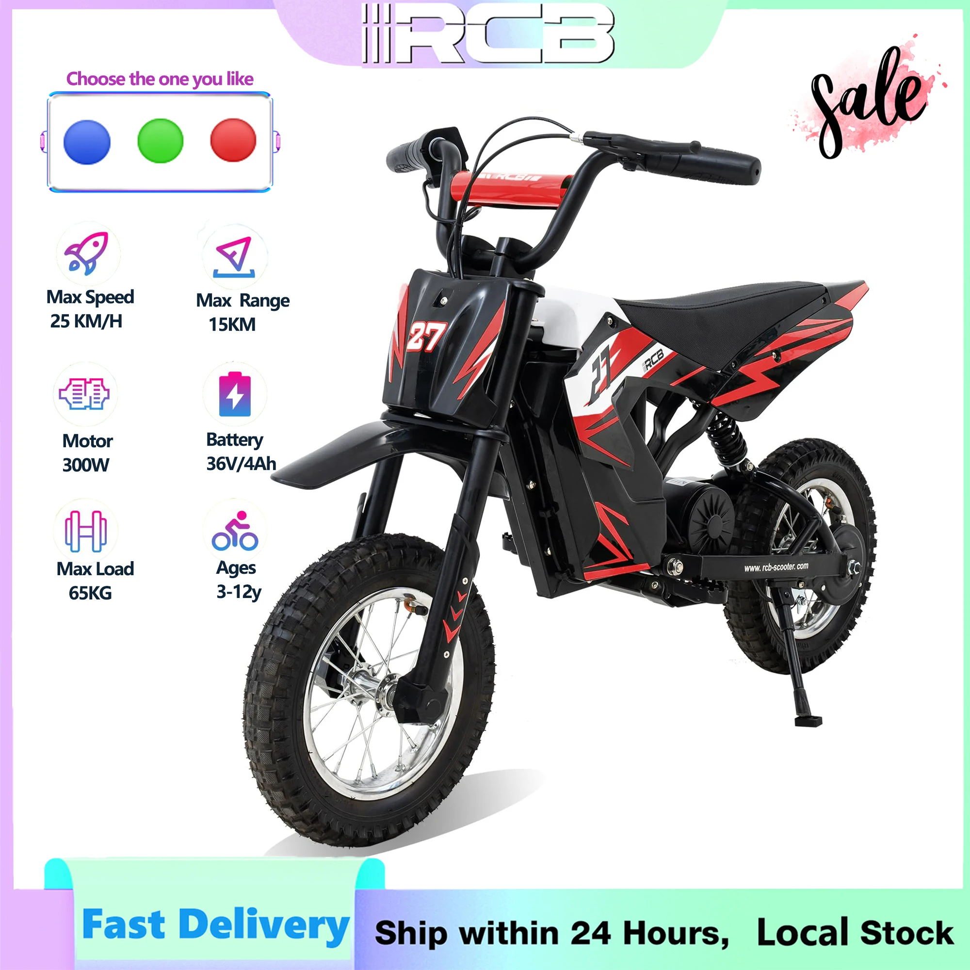 RCB Kids Electric Motorbike - R9X Electric Motorcycle for Children, Up to 15.5 MPH & 9.3 Mile Range, Ride On with 36V 4Ah Motor image 3