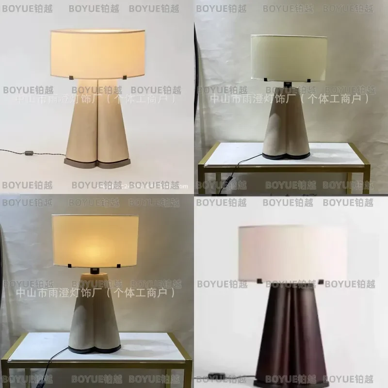 for Creative Post-Modern Light Luxury Simple Leather Art Table Lamp American Design Model Room Hall Bedroom Bedside Lamp
