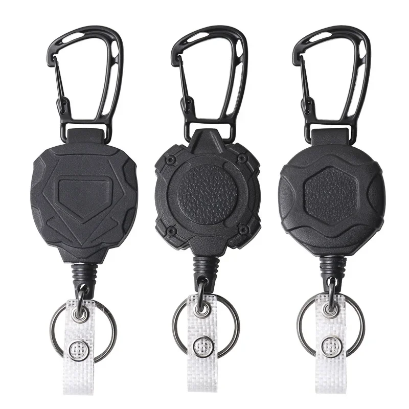 พวงกุญแจ Badge Reels สายเหล็กแบบพับเก็บได้ Multi-Purpose PASS Card คลิปหัวเข็มขัดตกปลากลางแจ้ง Bagpack Hook คลิป Badge Reels