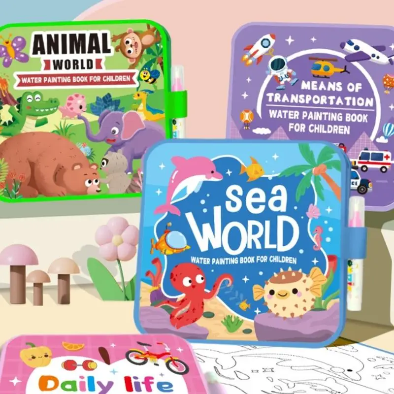 Livre coloriage magique à l'eau, réutilisable sûr pour les enfants, livre d'activités dessin à l'eau, développe Fine