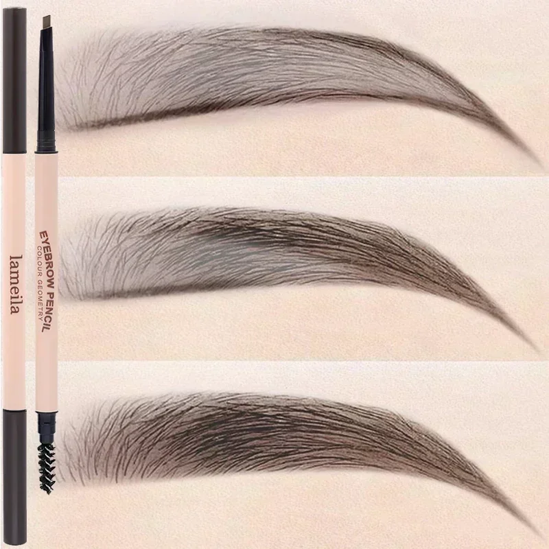 Waterproof Matte Eyebrow Pen Makeup Double Head Lasting Black Brown Grey Non-Smudged Eye Brow Pencil Tint with Brush Cosmetics