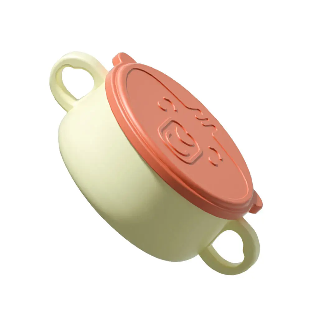 1 قطعة وعاء تناول الطعام للأطفال من الفولاذ المقاوم للصدأ تصميم قابل للفصل بمقبض مزدوج مانع للانزلاق مصاصة سفلية سهلة الوعاء