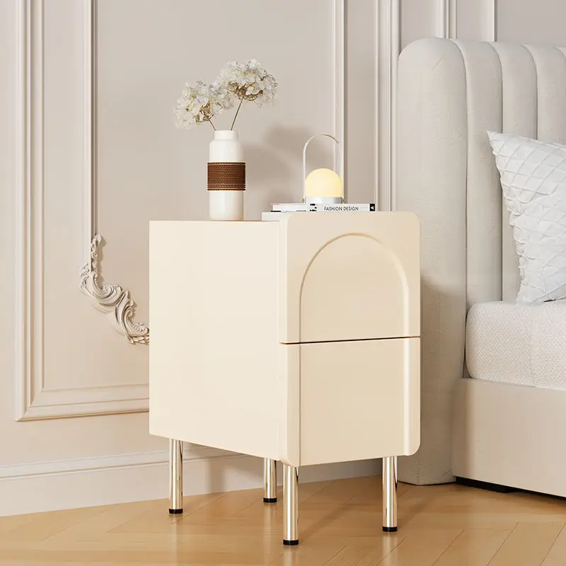 Ultra Narrow Cream Style  nightstands Practical Creative Minimalist Modern Light Luxury Bedroom Bedside Storage Cabinet