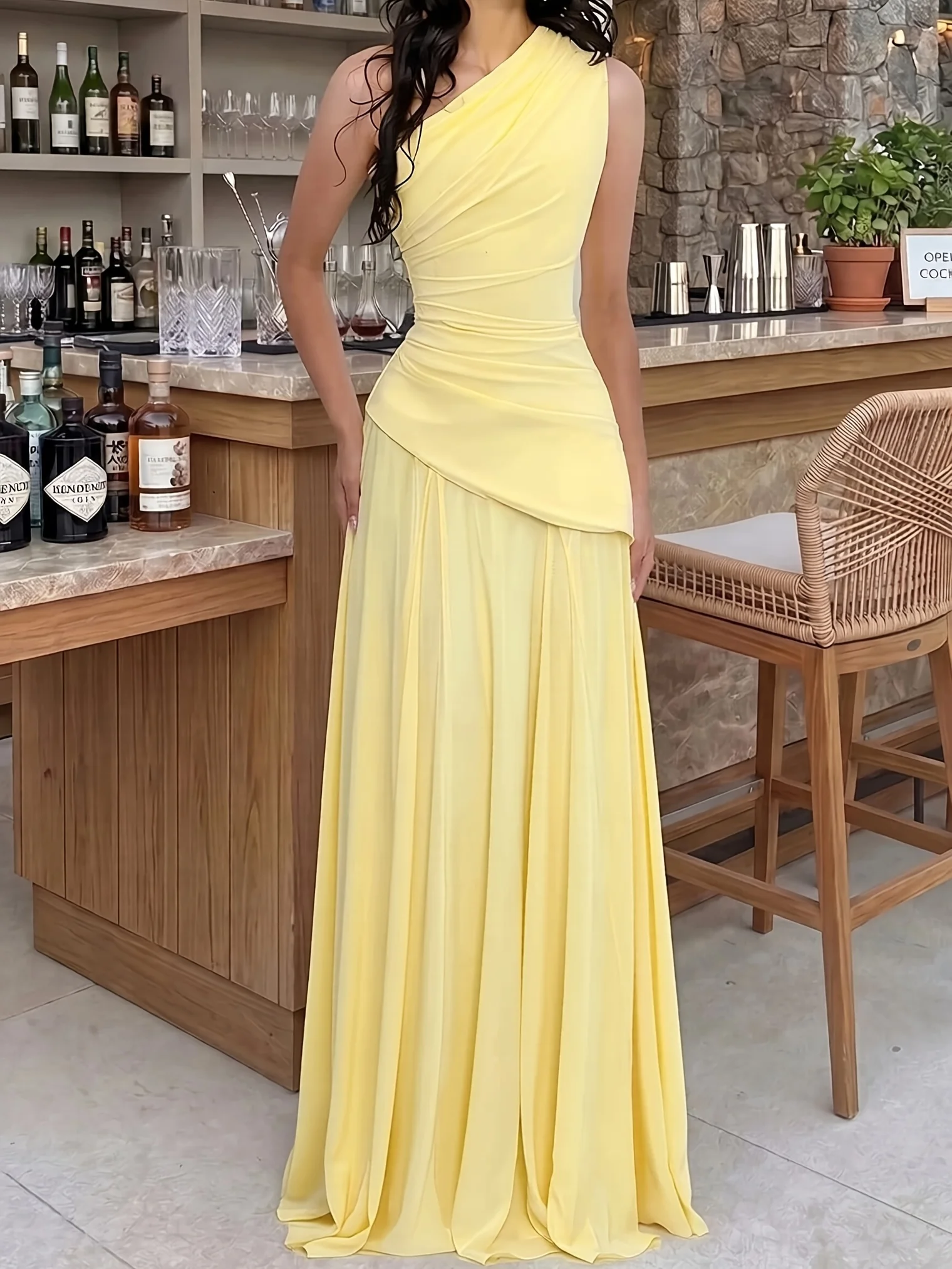 Asymmetrical Neck Back Spaghetti Strap Slim Elegant Long Dress Party Evening Club Dresses Cocktail Dress Wedding Guest Dress - view 2