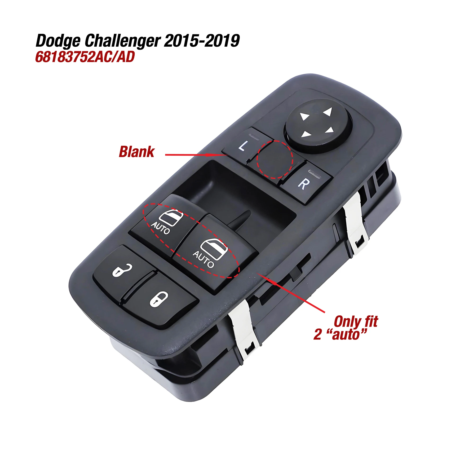 

68183752AC 68183752AD для Dodge Challenger 2015 2016 2017 2018 2019 2020 2021 2022, кнопка включения электронного управления стеклоподъемником