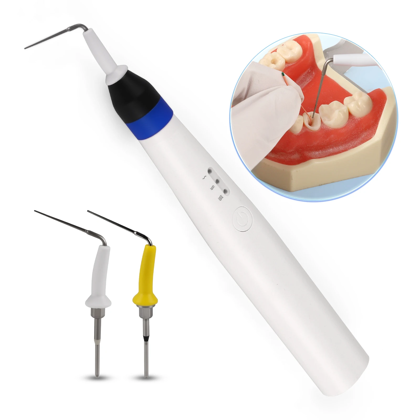 

Стоматологическая система для обтурации гуттаперчей: 2 нагревательных наконечника, ручка для резки и нагрева гуттаперчи, три регулируемых уровня, стоматологические инструменты