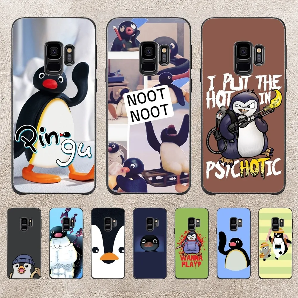 Cute P-Pingu Penguin Phone Case For Samsung Galaxy A52 A12 A51 S21 Edge S22ULTRA S23 S20LITE Plus Ultra Black Cover