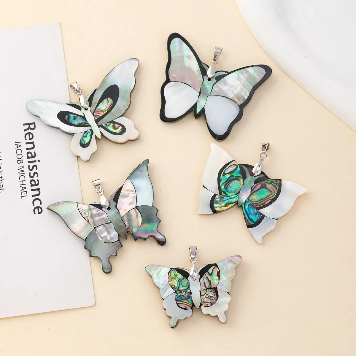 Natural Abalone Shell Art Pendants Cute Butterfly Shape Charms for Jewelry Making Diy Women Necklace Reiki Healing Gifts