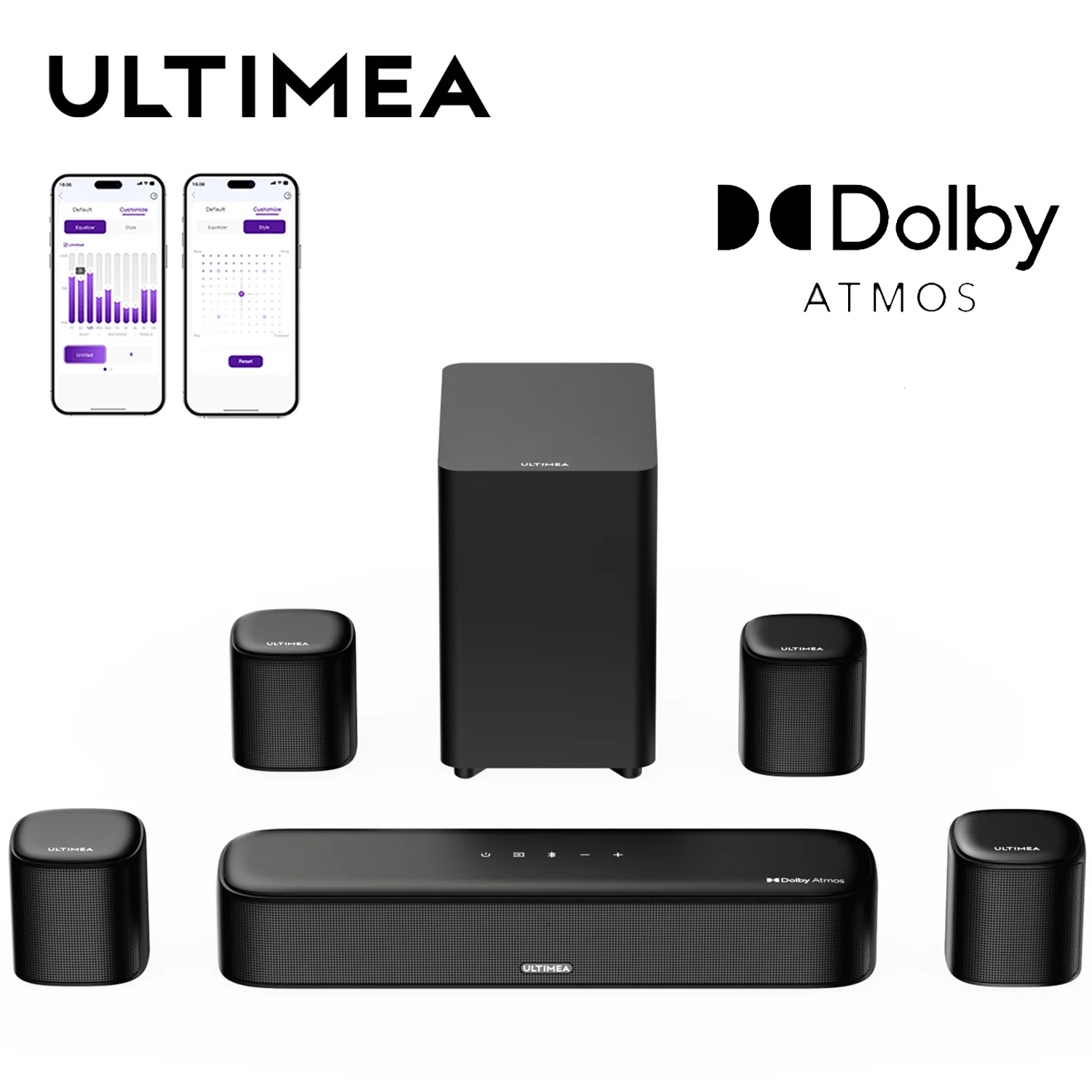 

ULTIMEA 7.1ch Sound bar for TV with Dolby Atmos&Smart App Control, Home Theater Sound System Bluetooth Speaker with Subwoofer