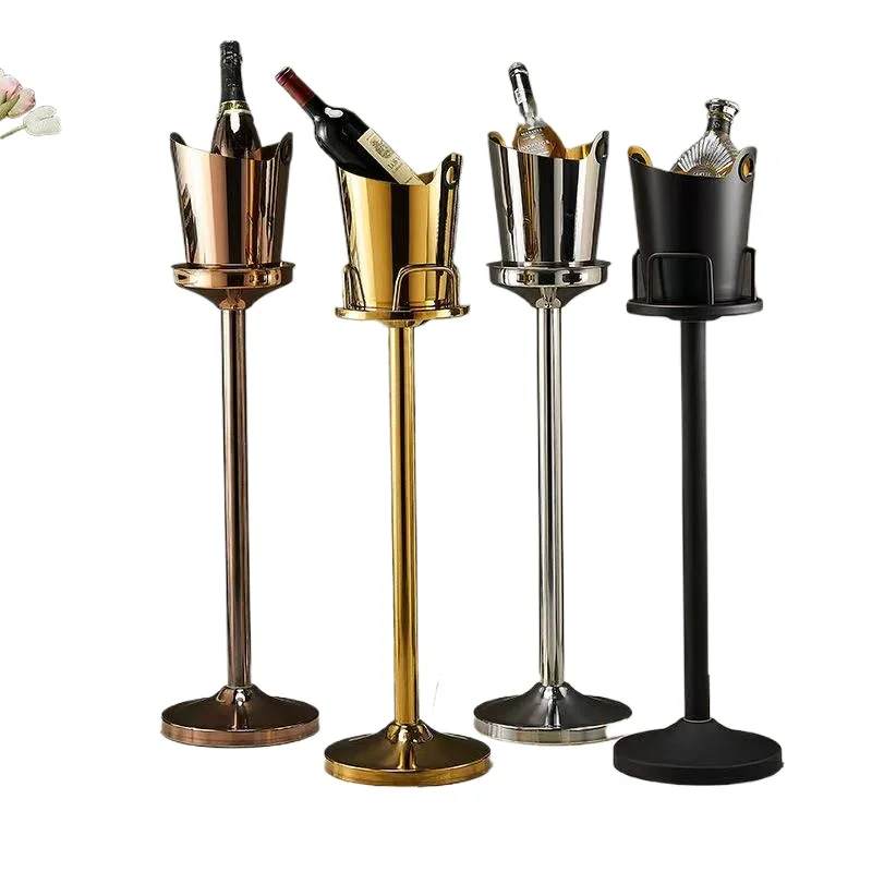 

Vertical Ice Bucket Holder Stainless Steel KTV Bar Luxury Champagne Beverage Bucket European Wine Bucket