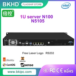BKHD R9 19 inch 1U Firewall Server N100 i3 N305 N5105 4*2.5G DDR5 RS232 DP HD M.2 SATA Industrial PC Soft Router VPN Pfsense