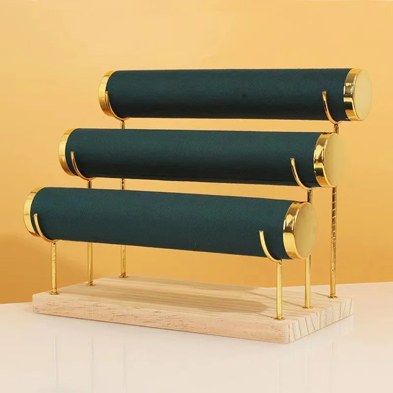 

Three-layer Jewelry Display Stand,Velvet/Leather Bracelet Watch Show Holder Bracelets Jewellery Supplies Storage Rack