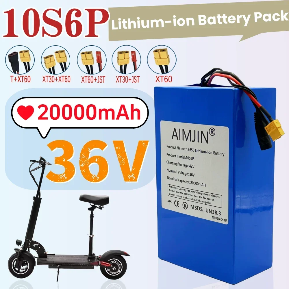 

10S6P 36V 20000mAh High-capacity Rechargeable 18650 Lithium-ion Battery Pack Built in BMS Suitable for Electric Scooter Battery