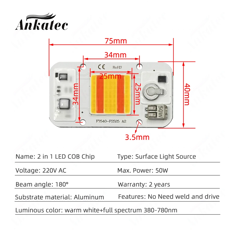 50W 220V senza saldatura nessun Driver richiesto pianta coltiva sorgente luminosa a spettro completo coltivazione di fiori di frutta lampada a LED