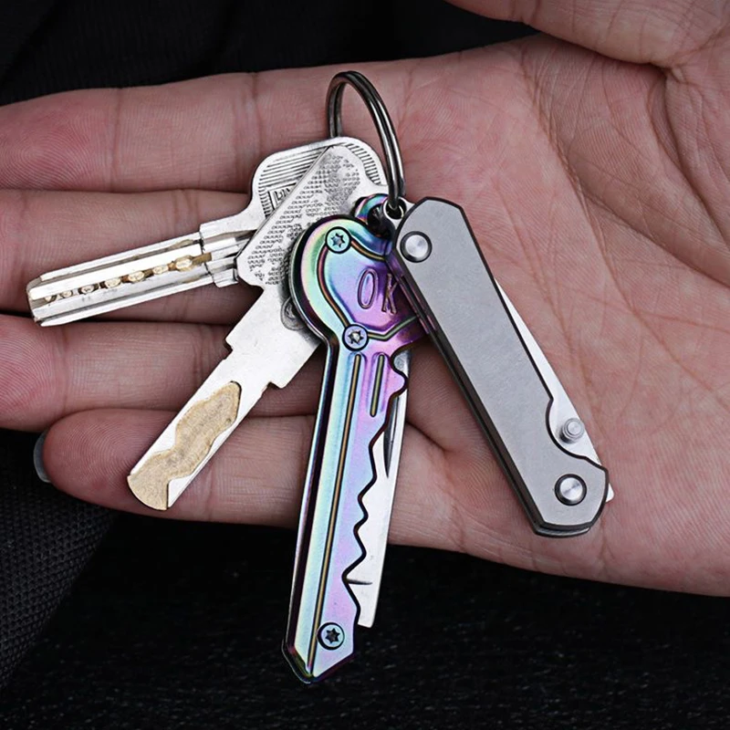 14C28N Steel Blade Titanium Folding Knife High Hardness Foldable Pocket Knife With Keychain Disassembly Express Open Box EDC Too