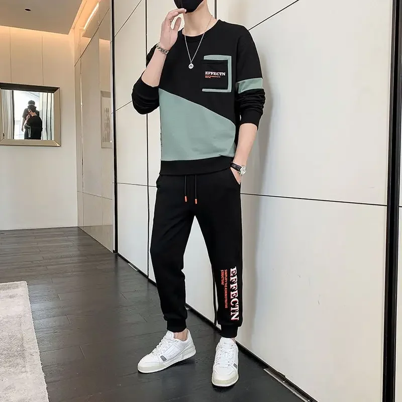 Sports Suits Sweatpants Pants Sets Black Men\'s Clothing Sportswear Tracksuit Alphabet T Shirt Man Offer Comfortable Top Casual