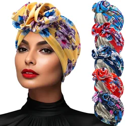 New Bohemia Printed Turbans For Women Muslim Hijab Caps Head Scarf African Headwear Turban Hat Ladies Hair Accessories