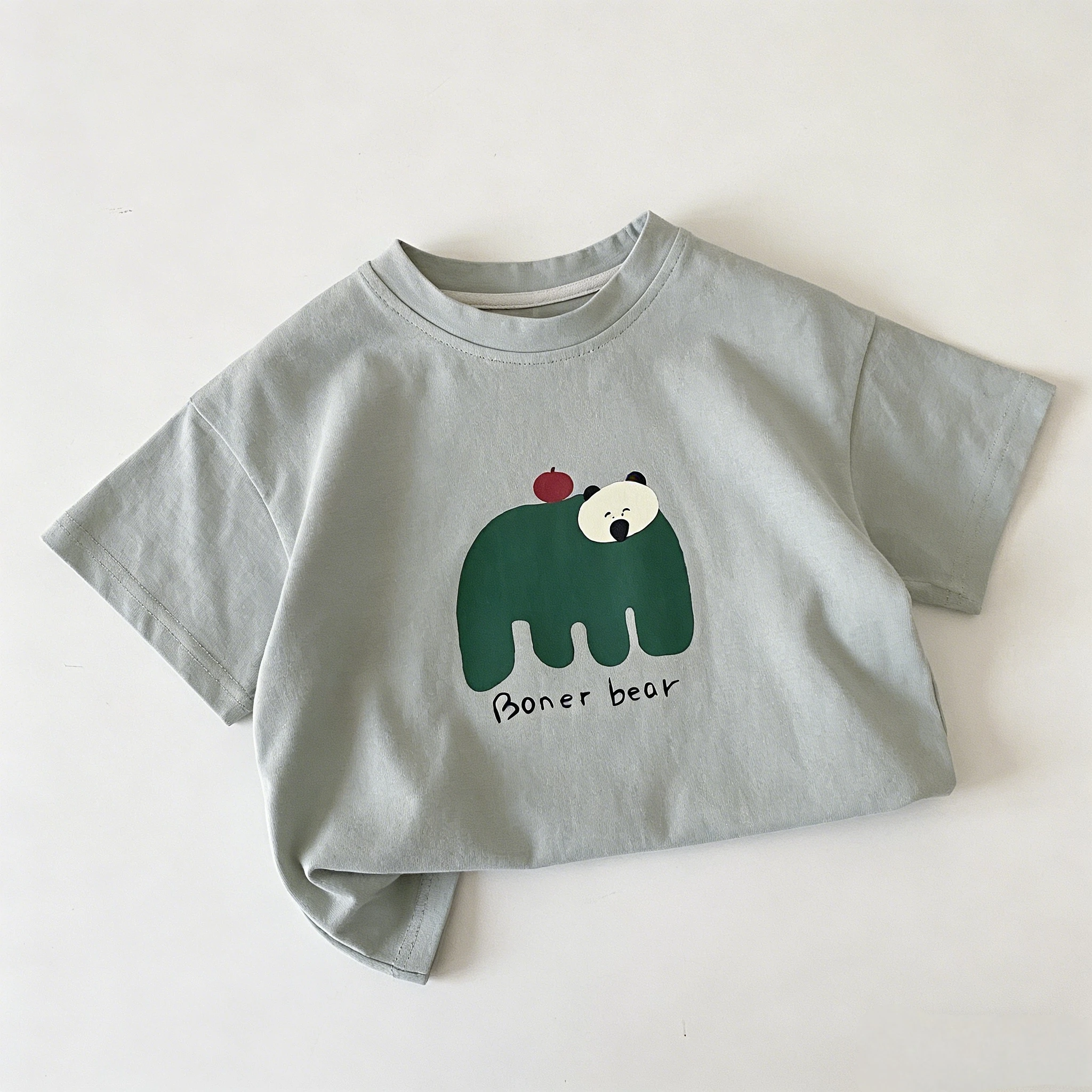 Popular Summer Daily Wear Kids Cute Graphic T Shirt Classic Round Neck Design Light Thin Fabric Multi Color Options Outfit Tops