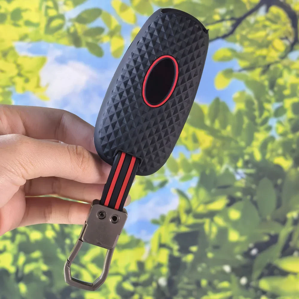 Practical Diamond Textured Car Key Protector With Keychain For Hyundai NEXO Tucson NX4 Sonata Dn8 Azera Staria