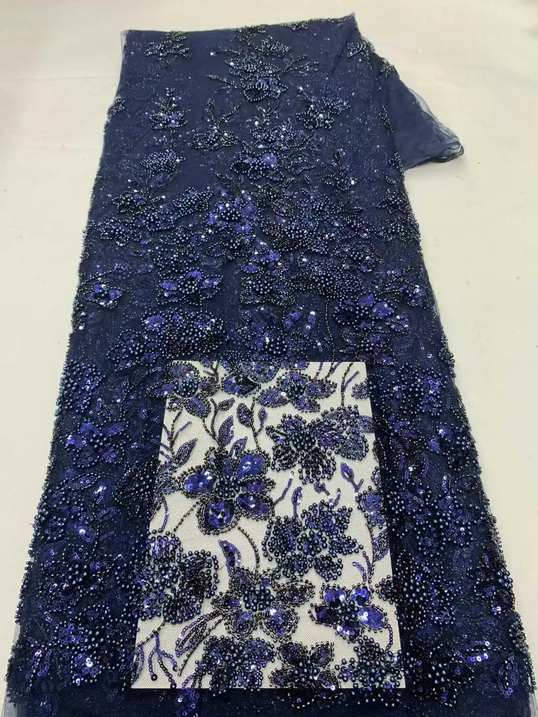 Nigerianischen Luxuriöse Afrikanische Perlen Spitze Stoff Hohe Qualität Pailletten Stickerei Afrikanische Französisch Spitze Stoff Für Nähen Kleid