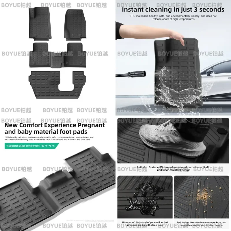 TPE Floor Mats for Jeep Grand Cherokee L 2021-2024 All Weather Trunk Liner Seat Back Protector Waterproof Cargo Pad