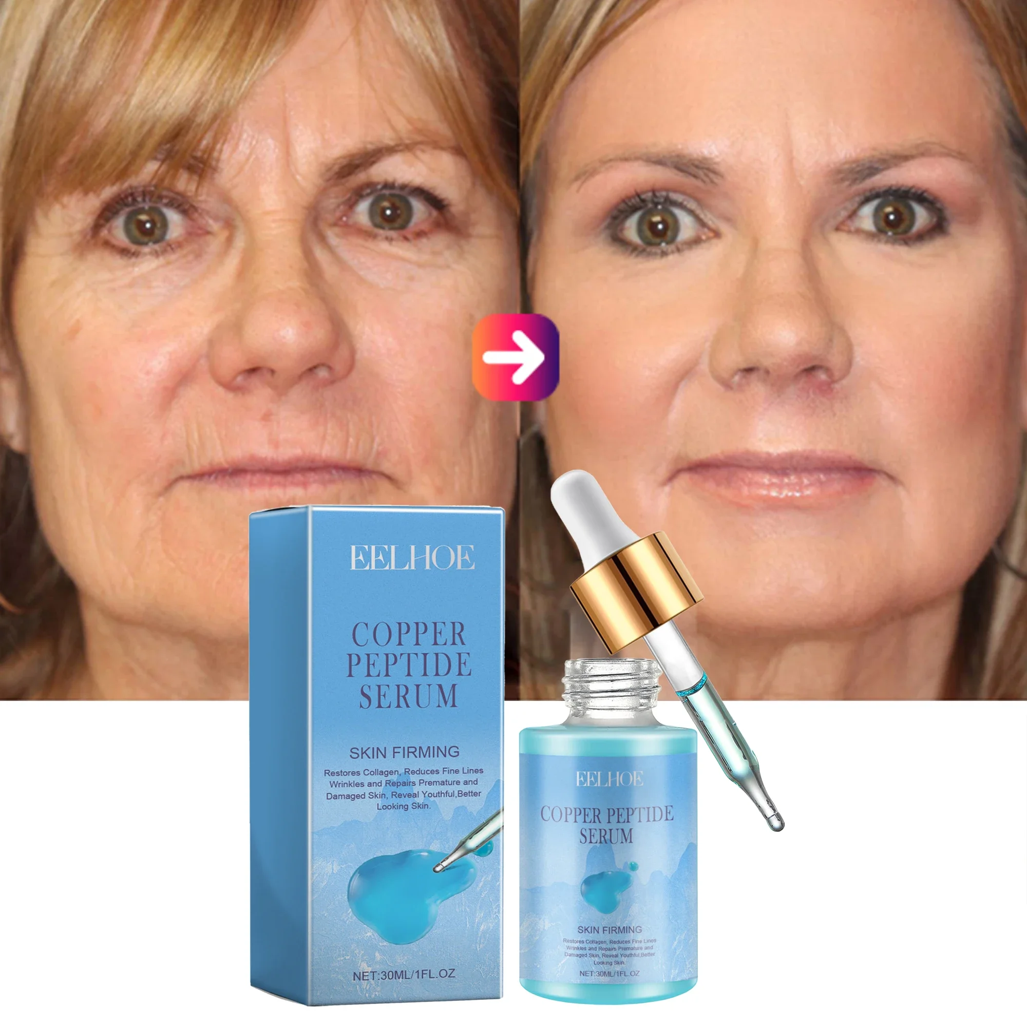 

Copper Peptide Anti-Wrinkle Serum Anti-Aging Firming Lifting Deep Hydration Fade Fine Lines Rejuvenate face Korean Skincare