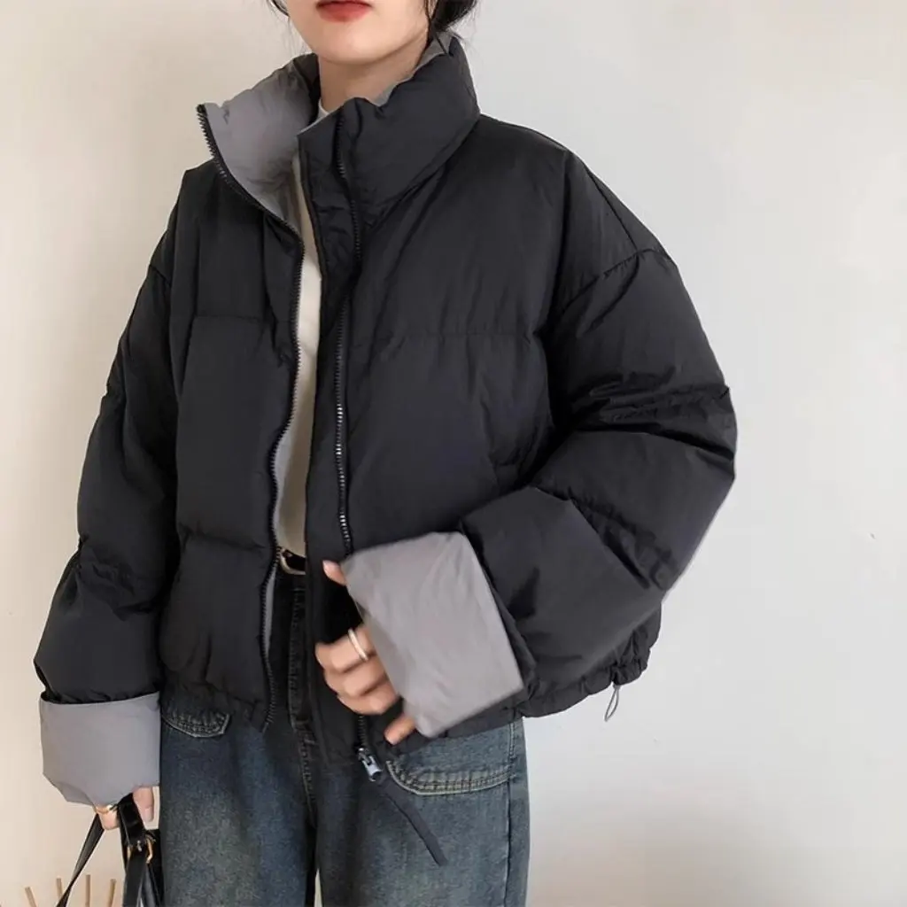 

Winter Short Loose Women's Cotton Jacket Warm Outerwear Bread Style Korean Version Student Casual Anti-Aging Coat