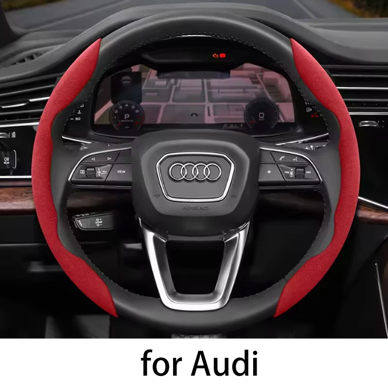 

Замшевый чехол на руль с противоскользящей пряжкой, подходит для Audi A1 A3 A4 A5 A6 A7 A8 Q3 Q5 Q7 Q8