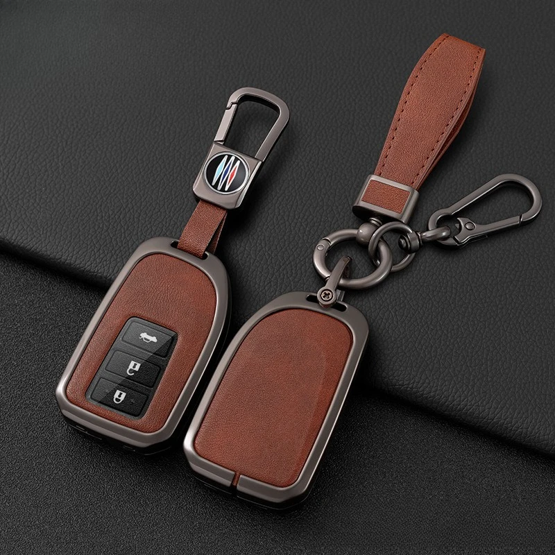 Zinc Alloy Car Key Case Cover Chain Shell Protector Fob Holder for Toyota Hiace 2-Button 3-Button Smart Remote Key Accessories