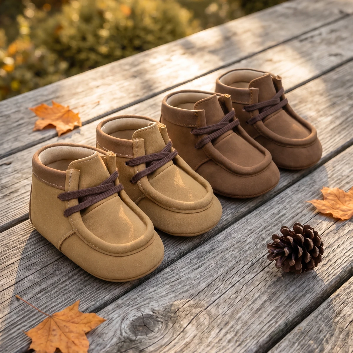 Baby Boy Girl Moccasins Soft Sole Anti-Slip Infant Toddler First Walker Shoes Faux Suede Lace-up Loafers Prewalker Booties