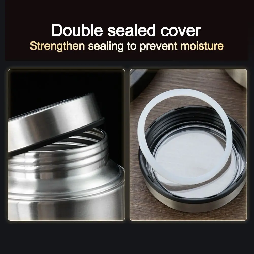 

Stainless Steel Tea Tin 800/950/1500ml Moisture-proof Sealed Tea Can Large Capacity with Visual Cover Tea Jar for Home&Travel