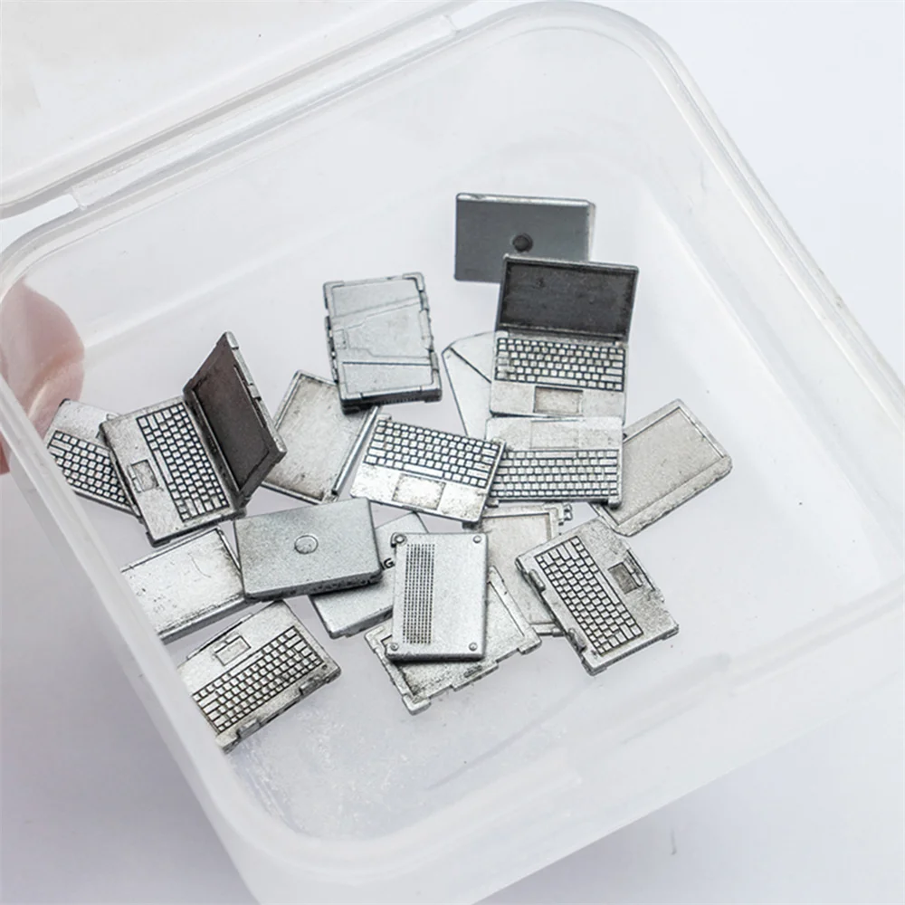 12 PCS Diy Accessories Miniature Cute Simulation Mini Laptop Computer 1:35 Dollhouse Alloy Fashion Crafts Dollhouse Decoration