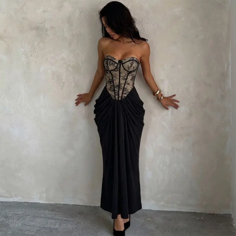 Jh26460p, Fall. 2026 Collection: A Erotogenic Lace-trimmed, Ruched, And Lady Cloth-long   Evening Gown. Dresses For Women Sexy L