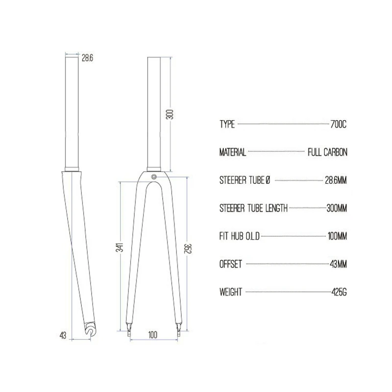 Carbon Fiber 700C Road Bike TSUNAMI Fork Bicycle Parts