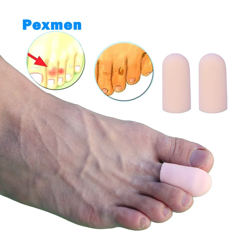 Pexmen 2Pcs Soft Gel Toe Protectors Toe Caps for Foot Pain Relief Toe Sleeves for Ingrown Toenails Corns Corns Calluses Blisters