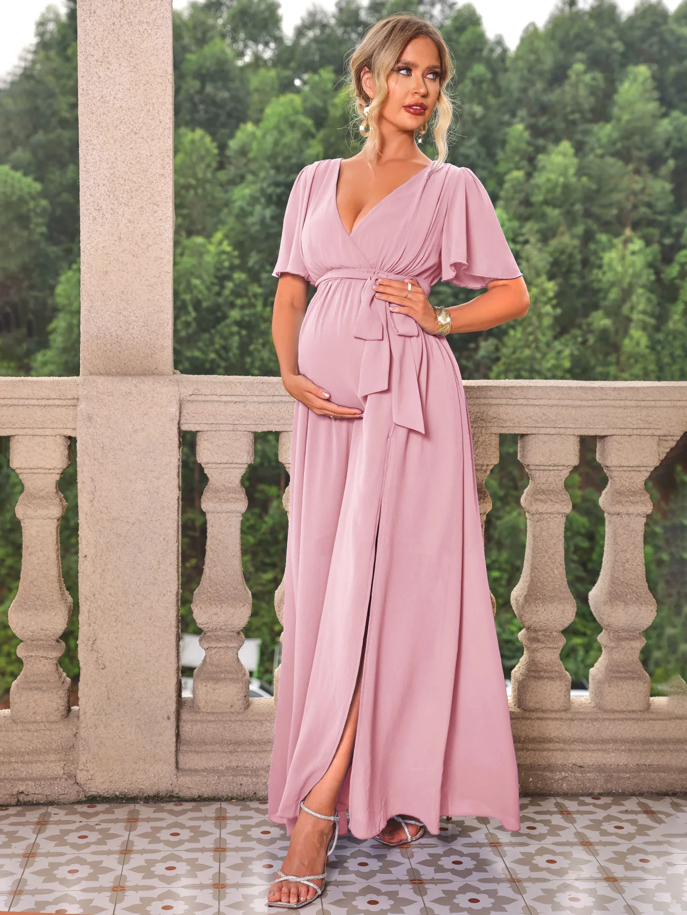 Sukienka ciążowa Odzież ciążowa Sesja zdjęciowa Baby Shower Letnia sukienka ciążowa Eleganckie sukienki ciążowe