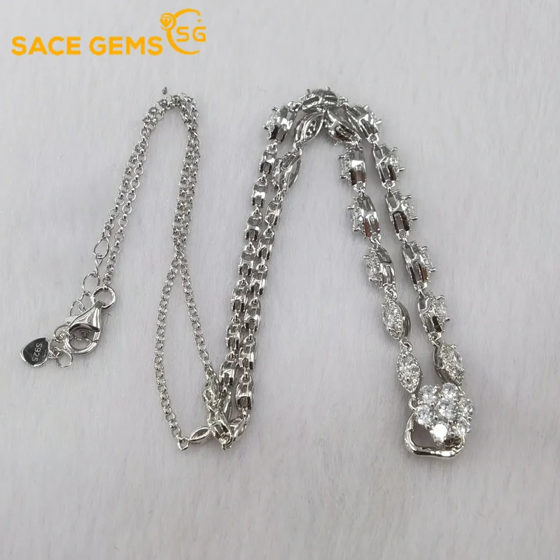 SACE GEMS Fashion Jewelry Necklace for Women 100% 925 Sterling Silver Shining Zircon Wedding Party Fine Jewelry Holiday Gift