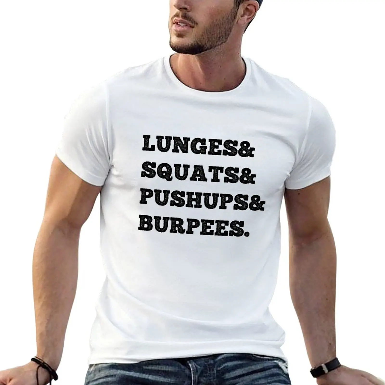

Squats & Lunges & cotton t t man Burpees men Pushups graphic shirts 100% shirt T-Shirt &